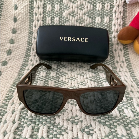Versace Dark Brown Sunglasses with Gold Detailing - Picture 2 of 2